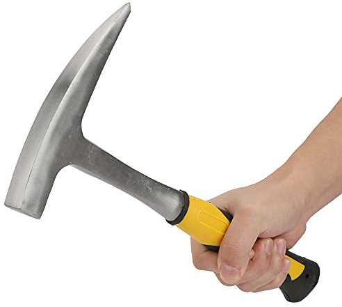 Martillo para Recoger Rocas, Martillo con Mango Antideslizante, Pico de Pato de Doble Cabeza, Estudio Geológico Plano, Ladrillo, Reducción de Impactos, Agarre, Boca Amortiguadora