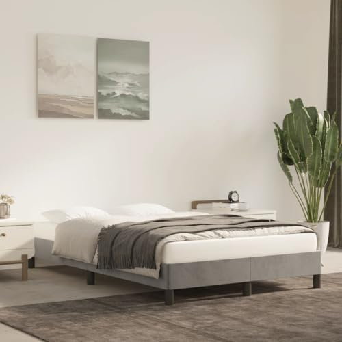 vidaXL Bettgestell, Polsterbett Bett mit Stützbeinen, Bettrahmen mit Lattenrost für Schlafzimmer, Doppelbett Schlafzimmerbett, Hellgrau 120x190cm Samt