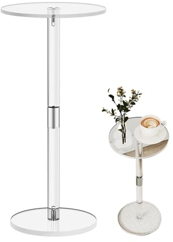Acryl-Getränketisch, runder Acryl-Beistelltisch, kleiner Raum, Getränketisch, moderner transparenter Beistelltisch, Glasplatte, Nachttisch für Sofa, schmale Ecken, Schlafzimmer und Wohnzimmer,