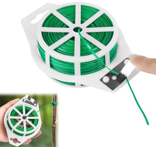 100m Gardening Wire, Plant Wire, Plant Twist Ties Support Wire with Cutter, Plant Ties, Garden Ties, Garden Wire for Climbing Plants, Gardening Wire Great for Organising, DIY Craft Projects(Green)