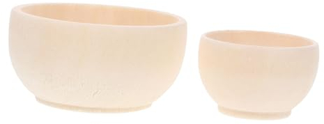 STOBOK 2pcs Unfinished Wooden Blank Bowls DIY Natural Wood Craft Bowls for Painting Mini Decorative Home Accessories