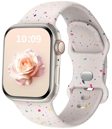 Cinturino Sport Compatibile con Cinturino Apple Watch 41mm 40mm 38mm 46mm 45mm 44mm 42mm 49mm Ultra Donne Uomini, Ecologico Morbido Silicone Cinturini per iWatch serie 10 9 SE 8 7 6 5 4 3 2 1