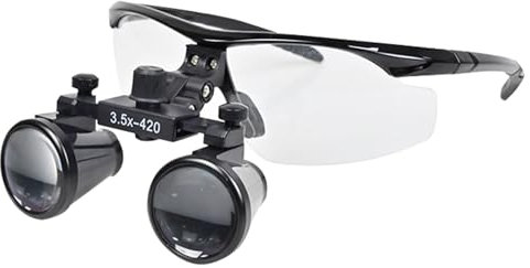 3,5-fache Fernglas-Lupe, Lupenbrille Zahnarzt, Verstellbarer Pupillendistanz, Ausgestattet Mit Anti-Rutsch-Riemen, Brille für Chirurgische Winkel Verstellbar(Black)
