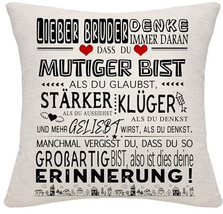 Inspirierendes Geschenk Kissenbezug: Mutiger Bruder - Geburtstagsgeschenk Erinnerung