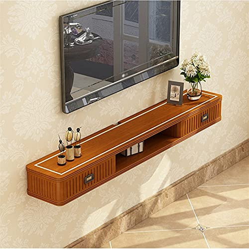 KAZUP Schwebende Regale, Wandbehang, TV-Schrank, Wandschrank, TV-Ständer, Satelliten-TV-Box, Kabelbox, TV-Einheit, schwebender Rahmen, Wandregal, Lagerregal/Gelbe Nuss/100 cm