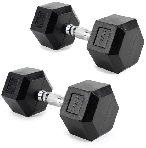 TREXO Hexagon Hanteln 2x10 kg Hex Kurzhanteln 2er set Durable gummierte Gusseisen für Krafttraining Zuhause mit Ergonomischen Griff Hantelset Frauen und für Männer Set