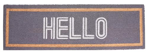 Large Embossed and Printed Coir Door Mat 40 x 125 cm Extra Long Heavy-Duty Hallway Entrance Runner Non-Slip Eco-Friendly Coconut Fibre for Indoor Outdoor Use [Hello]
