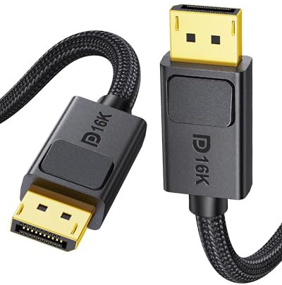 Silkland 54Gbps Cable DisplayPort 2.1 1m [Certificado VESA] DP54, [8K@165Hz, 4K@480Hz 360Hz 240Hz] DP cable 16K, HDR10 FreeSync G-Sync DisplayPort 2.1 cable para monitor gaming 360Hz, PC, 5090, 7090