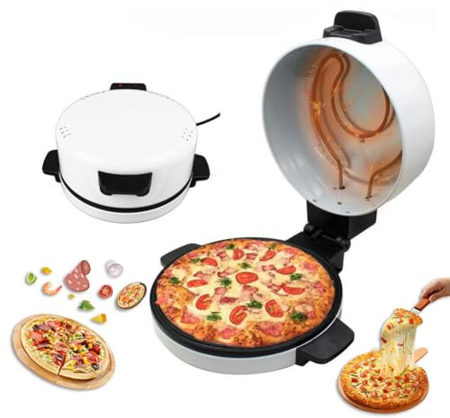 Electric Pizza Oven, 2000W Portable Pizza Oven, Non Stick Surface, Indoor Pancake Maker with Non Stick Surface, Dual Heating Elements, for Making Pizzas, Arabic Bread, Quesadillas, for Home Kitchen