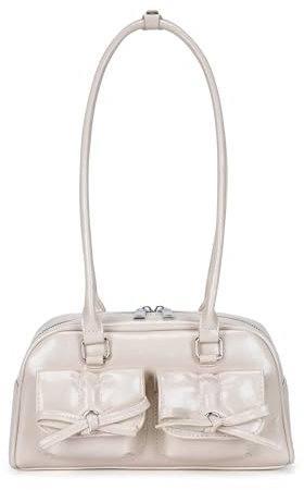 Makukke Handtasche Damen klein, PU Leder Schultertasche Y2K Shoulder Bag mit Bogen Cute Ita Bag Japanische Ästhetische Tasche für Frauen Dating Party Einkaufe