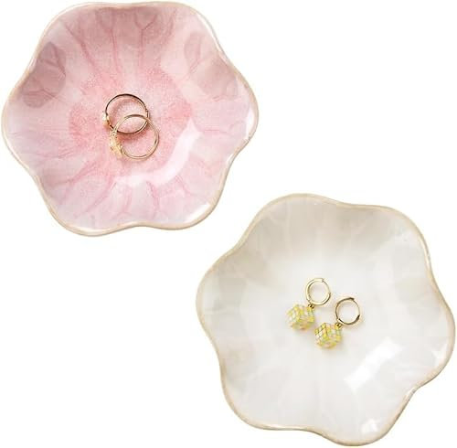 Frogetu 3 Piezas Plato de joyería de cerámica,bandeja de joyería de hojas,bandeja de llaves,bandeja de joyería,bandeja de trinket,para Decoración Hogar Habitaciones Regalo Boda
