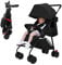 Kinderwagen, Kinder Buggy, Zusammenklappen mit einer Hand, Kinderbuggy mit Liegefunktion, Fußstützen, Atmungsaktive Netze und Vorzelte, Rückenlehne mit hartem Kissen, Hinterrad mit Fußbremse