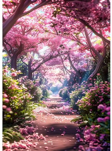 Lxmsja 5D Diamond Painting Kirschblüte, Diamond Painting Erwachsene, Landschaft Diamant Painting Bilder Erwachsene, Full DIY Diamant Kunst Malerei Stickerei Set Kreuzstich Bilder Home Dekor 30x40cm
