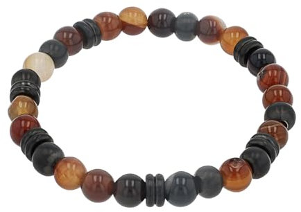 s.Oliver Armband Edelstahl Jungen Kinder Armschmuck, mit Steel Beads, Achat, 15 cm, Braun, Kommt in Schmuck Geschenk Box, 2039724