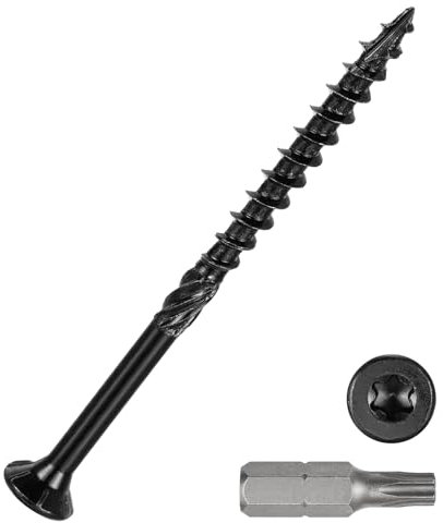 DTGN #10x3 Deck Screws - 60Pack - Good for Fences, Frames, Farms, Outdoor Furniture - Carbon Steel Wood Screw Decking Screw W/ T25 Torx Star Drive Bit - Black