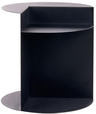 Beliani Beistelltisch Metall rund schwarz mit Ablage Taggart