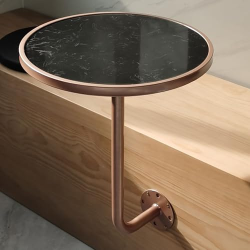 LaYiQimn Table Basse Table d'appoint Ronde en marbre avec Fixation Murale et Support en Fer Or Rose
