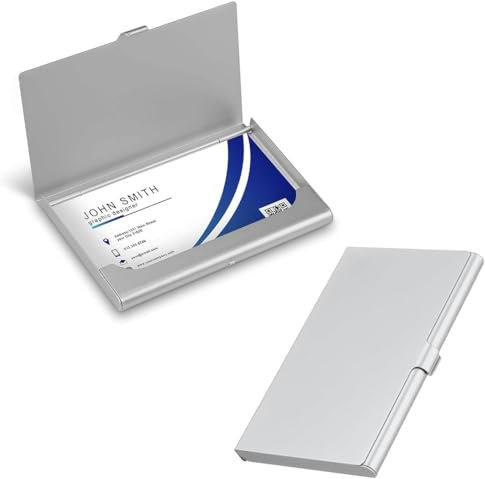 JEYORZY 2 Pcs Étuis pour Cartes de Visite, Porte-cartes de Visite en Aluminium, Porte-Cartes de Visite Mince Professionnelles, Porte-Cartes de Visite Super léger, Étui pour Cartes pour unisexe, Argent