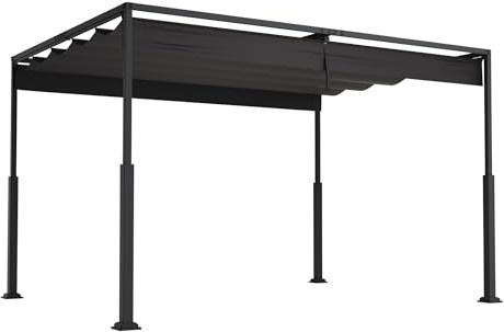 HENGMEI Pergola Gartenlauben 3x4m Gartenpavillon Terrassenüberdachung Pavillon Partyzelt Metall Wasserdicht Stabil Gartenzelt für Terrasse, Garten, Deck (Schwarz)