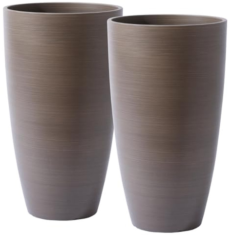 Pots de fleurs en plastique robuste pour extérieur, finition grain de bois, grand pot de fleurs d'intérieur pour plantes grasses, roses, africaines, violettes, pothos, plantes serpents, fleurs et
