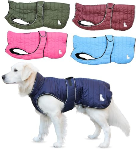MS-Trachten Hundemantel Winter Mantel Hund Winterhundemantel mit Leinenportal (Dunkelblau, 2XL)