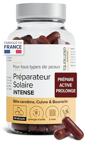 Préparateur Solaire 3en1, 8 Actifs - Active & Prolonge le Bronzage - 2 Mois | Bêta-Carotène, Huile de Bourrache & Cuivre - Hydratation & Antioxydant - Vegan - Beyond Elements