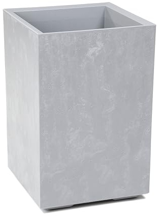 Tymar Pflanzkübel hoch auf Rollen 40x40x60 pflanzgefäße Outdoor, hohe blumenkübel,pflanzentopf, übertopf Betonoptik Kunststoff_KARO (Beton)