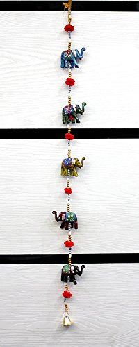 Artncraft Indian Traditional Home Decorative Five Elephant pair Beads String Wall Door Hanging set of 2 strings