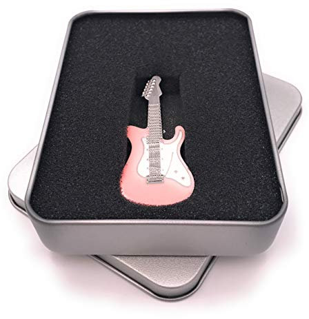 Onwomania Guitare Instrument de Musique Guitare électrique Argent Rose Rose Strass Scintillant Clé USB dans Une boîte Cadeau 16 Go USB 2.0