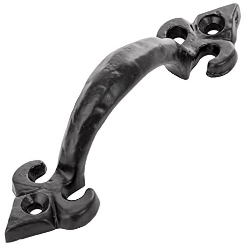 10x Black Fleur-De-LYS Style Handles - Can Be Fitted to Solid Doors & Kitchen Cabinets