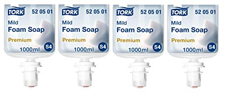 Tork 520501 milde Schaumseife Premium für Tork S4 Seifenspendersysteme/Weiße, sanfte Handseife für weiche und hygienisch gepflegte Hände / 1 x 1000ml (4000 ml)