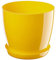 KADAX Élégant pot à fleurs/plantes avec soucoupe Forme ronde et élégante En plastique léger Pour l’intérieur et la maison Cache-pot pour fleurs, plantes Ø 20 cm jaune