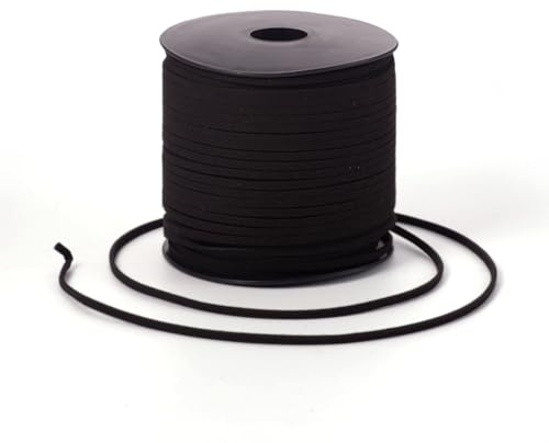Craftdady 3mm Black Faux Suede Lace String Soft Beading Cord Thread Velvet Ribbons for Bracelet Necklace Bohe Headress Jewelry Making Gift Wrapping Supplies, 98.4 Yards