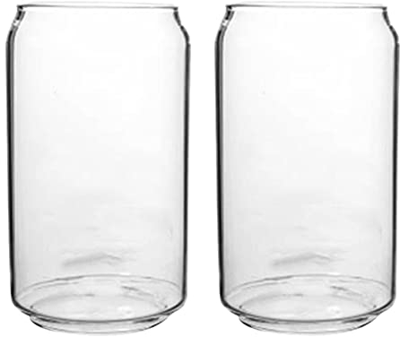 Angoily 2 Vasos de Cerveza Grandes de 18 Onzas Vasos de Vidrio en Forma de Lata Vasos de Cóctel Vasos de Whisky para Jugo Cerveza Soda Bebidas Heladas Y Cócteles