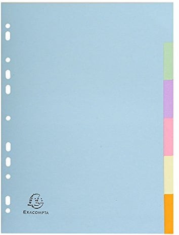 Exacompta 1606E Pastell-Register Forever 10er Pack für DIN A4 aus Recyclingkarton 6-teilig volle Höhe 22 x 29,7 cm vollfarbig 6 Farben Blauer Engel Pastellcolor Aquarel Trennblätter Trennstreifen