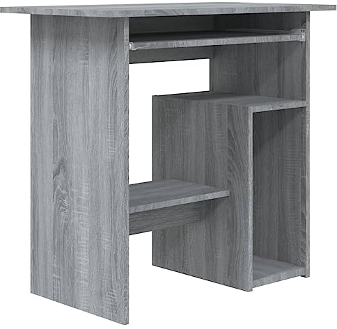 vidaXL Escritorio Mesa Ordenador Estudio Oficina Muebles Despacho Sala Almacenamiento Estantería Madera Contrachapada Gris Sonoma