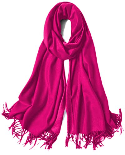 Van Der Rich ® - Schals mit Fransen Baumwollqualität - Damen (Uni-Fuchsia)