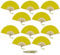 Pack of 10 Paper Handheld Folding Fan with a Tassel and Grade A Bamboo Ribs for Women Girls Summer Party Favour Birthday Wedding Gift (Greenish Yellow)