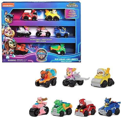 Paw Patrol - Pat Patrouille - La Super Patrouille Le Film - COFFRET 7 RACERS PUP SQUAD - Jouet Pat Patrouille - Voiture Figurine À Collectionner - Pat Patrouille Jouet Enfant 3 Ans et +