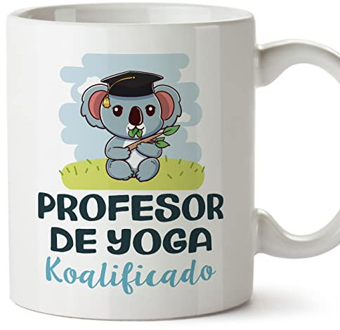 MUGFFINS Tazas para PROFESOR DE YOGA hombre - En Español - Koalificado/koalificada - 11 oz / 330 ml - Regalo original y divertido