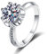 Banemi Moissanite Ring, Silberring Boho 925 Weißes Gold 1ct Blume Modische Verlobungsringe Größe 54 (17.2)