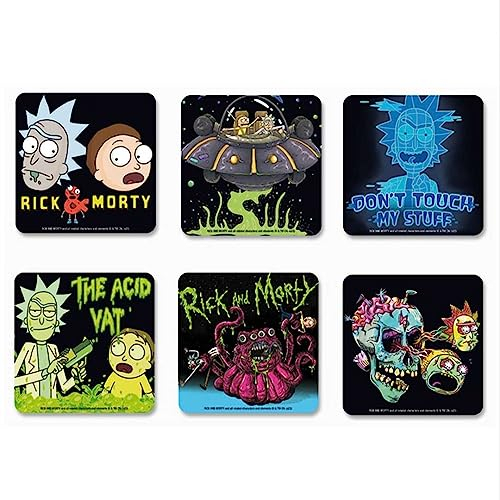 Logoshirt® Rick and Morty | Untersetzer | 6er Set | Kork | 10x10cm | langlebiger Druck | Lizenziertes Originaldesign