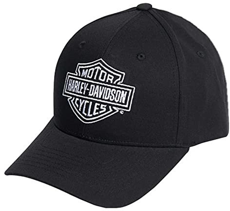 Harley-Davidson Herren Baseballkappe Bar & Shield Curved Bill Snapback Schwarz, Schwarz, Einheitsgröße