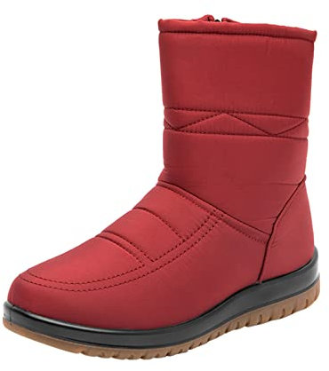 BILIKEYU Damen Schuhe Kältebeständige Schneestiefel Wolle Warme Schneestiefel Freizeitschuhe Mode Skischuhe mit weichen Sohlen Jack 41 (Red, 37)