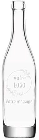 Carafe a vin style « Pot Beaujolais Lyonnais » 0,5L - Mini pichet à personnaliser avec gravure laser pour logo, texte… [ Bouteille verre ]