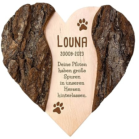 Holzherz mit Gravur zur Trauer, Personalisierte Gedenktafel für Hunde, Andenken an verstorbenen Hund, Herz Grabschmuck, Haustiere Gedenkstein, Trauergeschenke, Haustier Erinnerung, Holz Herz