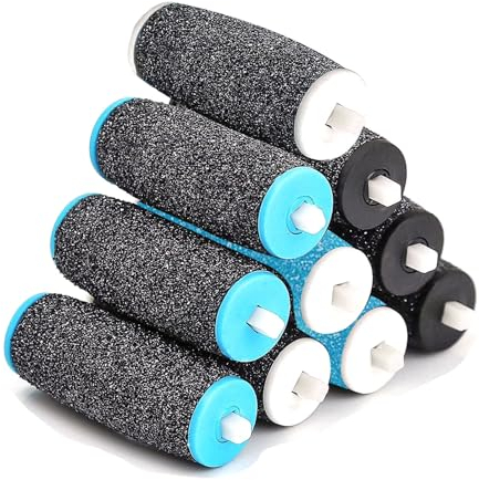 Lot de 10 Rouleaux de Remplacement, 3 Types de Rugosité, Pierre Ponce Recharge Rapeuse Electrique Compatible avec Scholl Velvet Smooth, pour Pedicure Pied Electrique, Rape Pieds