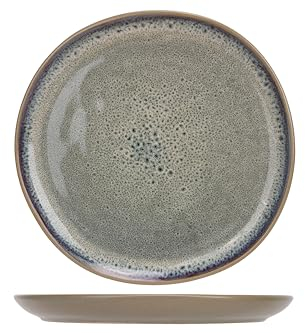 Cosy & Trendy Lot de 6 Assiettes Desserts en Grès Oona Sand, vert, D20,8Cmxh1.9Cm