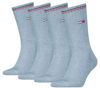 Tommy Hilfiger Lifestyle Crew Socken/lange Tennissocken für Damen & Herren 4-er Pack, Farbe:Light Blue Melange, Socken & Strümpfe:43-46