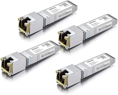 10Gtek 4-Pièces 1.25/2.5/5/10GBase-T SFP+ RJ-45 CAT.6a Cuivre Transceiver 30-meter, Auto-Negotiation SFP+ Ethernet Module, Compatible pour Cisco, Ubiquiti UniFi, Mikrotik, Netgear, D-Link, Open Switch